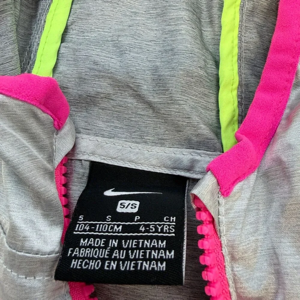 Nike Toddler‎ Girls Jacket 4-5 Translucent Windbreaker Metallic Silver Hooded